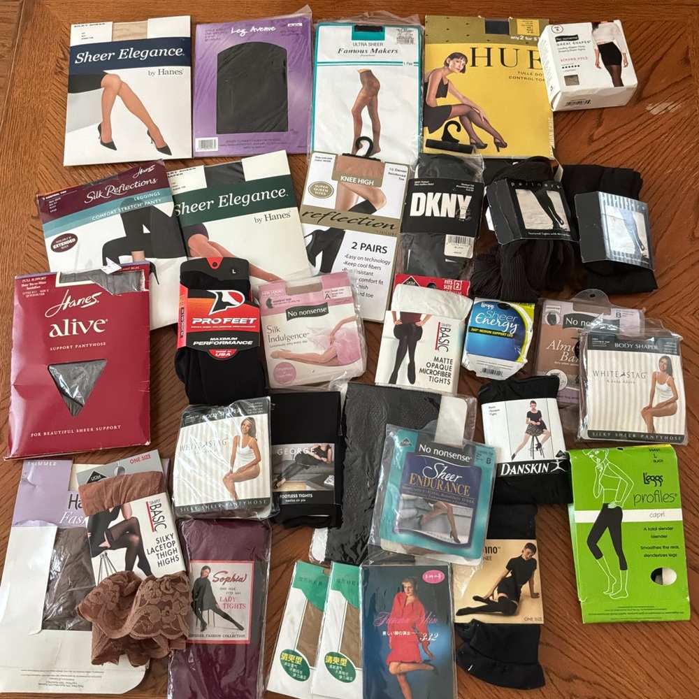 Hanes Mixed Hosiery Black, Brown, Nude, White, Purple lot of pantyhose stockings